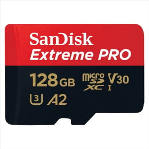 128GB Sandisk Extreme Pro microSDXC A2 C10 V30 UHS-I U3 + adapter (SDSQXCD-128G-GN6MA / 214504)